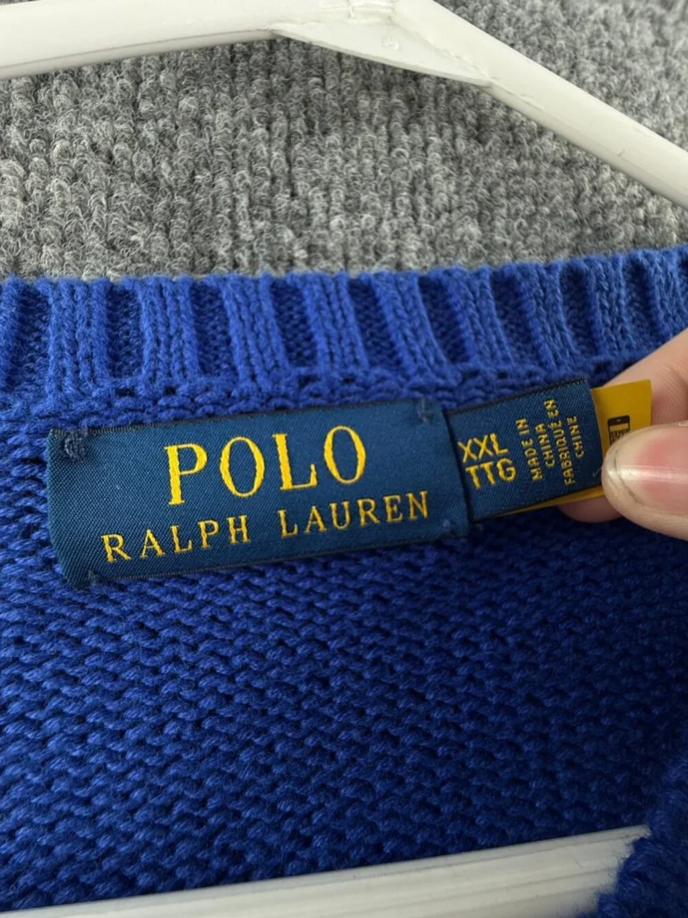 Polo Ralph Lauren Bear Cotton Sweater Blue 2XL QR Knit Pullover Preppy Drip
